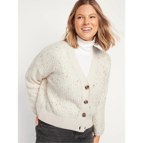 Old Navy Shaker-Stitch Button-Front Speckled Cardigan Sweater Size XXL Oversized - Picture 1 of 12